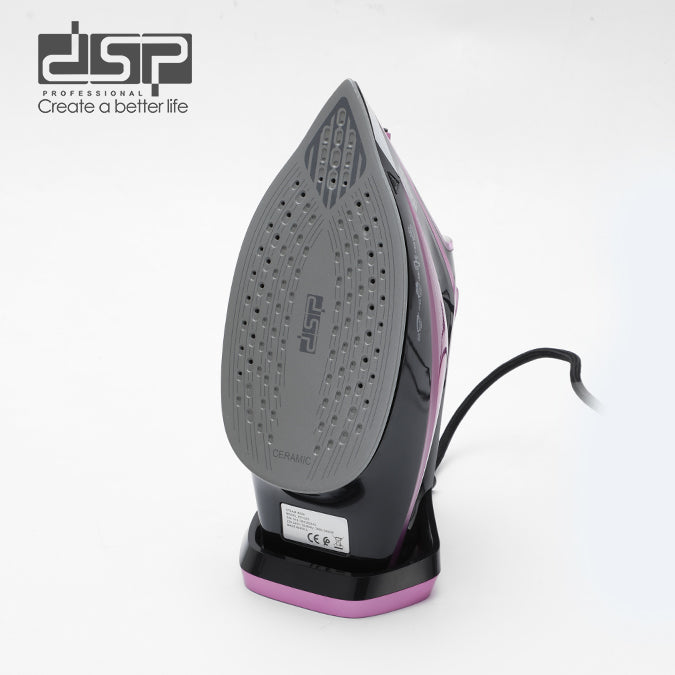 DSP Steam Iron for Clothes, 2400W Powerful Steam Iron with Ceramic Soleplate, 360ml Tank, Adjustable Steam, Self-Clean, Overheat Protection, Retractable Cord – Ideal for Home Use