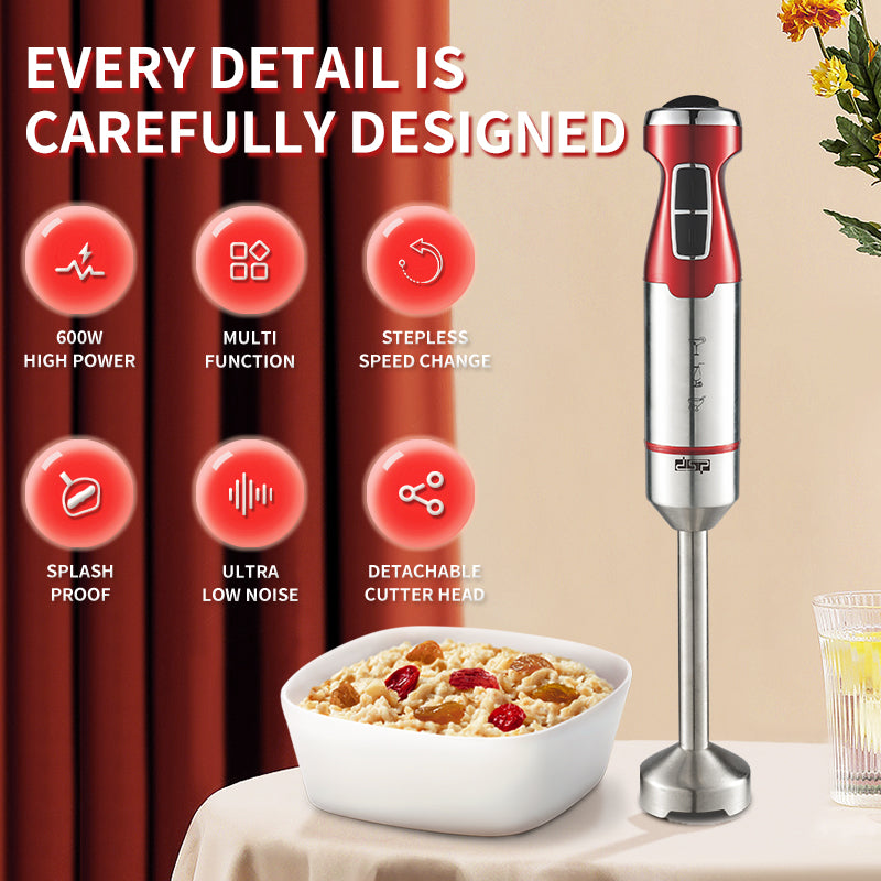 600W Stepless Blender, Full Copper Motor & Detachable Rod for Effortless Cleaning in Home Kitchen