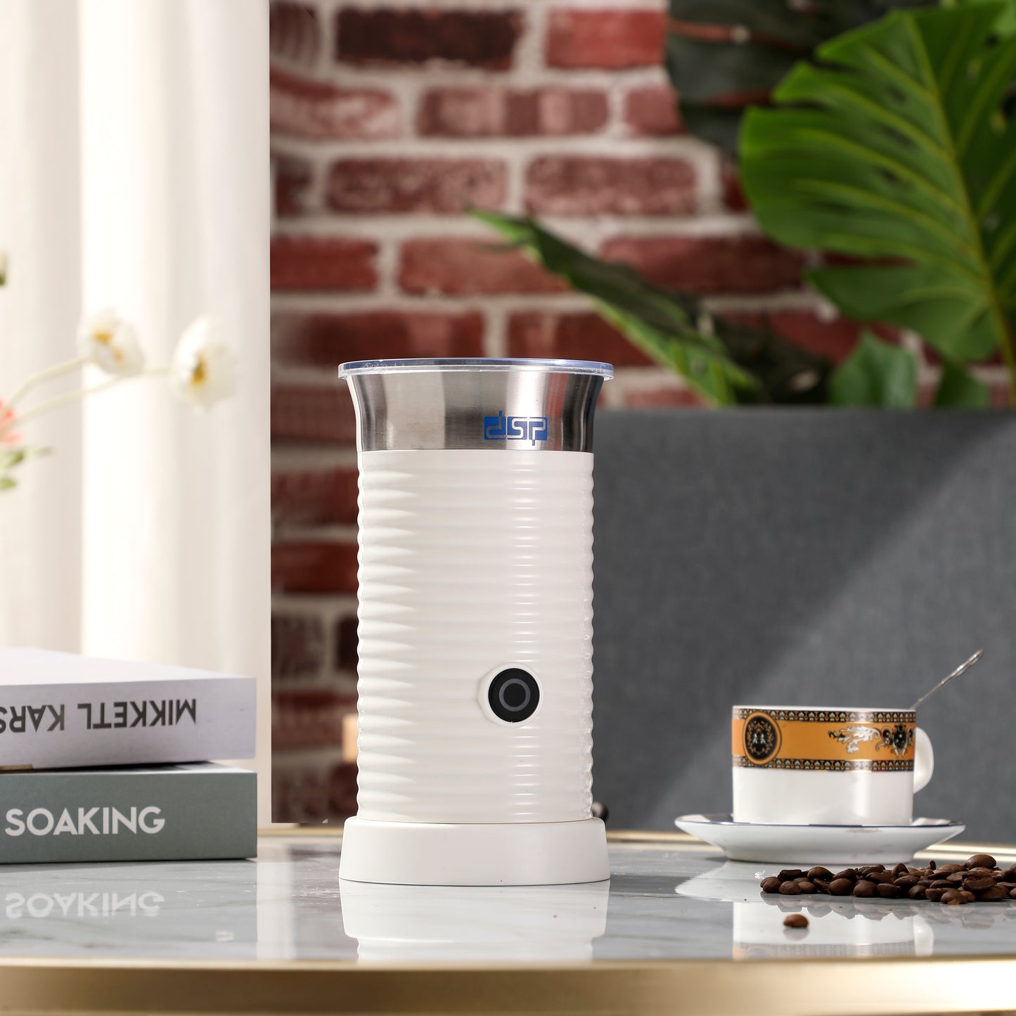 DSP Milk Frother, 550W Upgraded 4-in-1 Electric Milk Frother & Warmer with Auto Shut-Off, Hot & Cold Foam Maker for Coffee, Latte, Cappuccino – Fast 3500RPM, 304 Stainless Steel, Overheat Protection