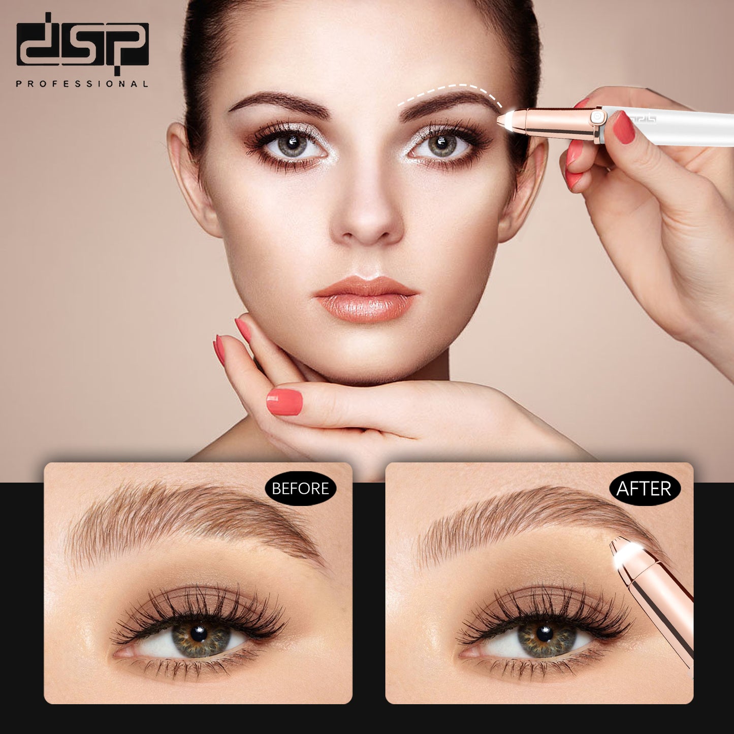 10500RPM Eyebrow Trimmer, USB Rechargeable with Cleaning Brush, 40Min Gentle Use for Precision Grooming & Sensitive Skin