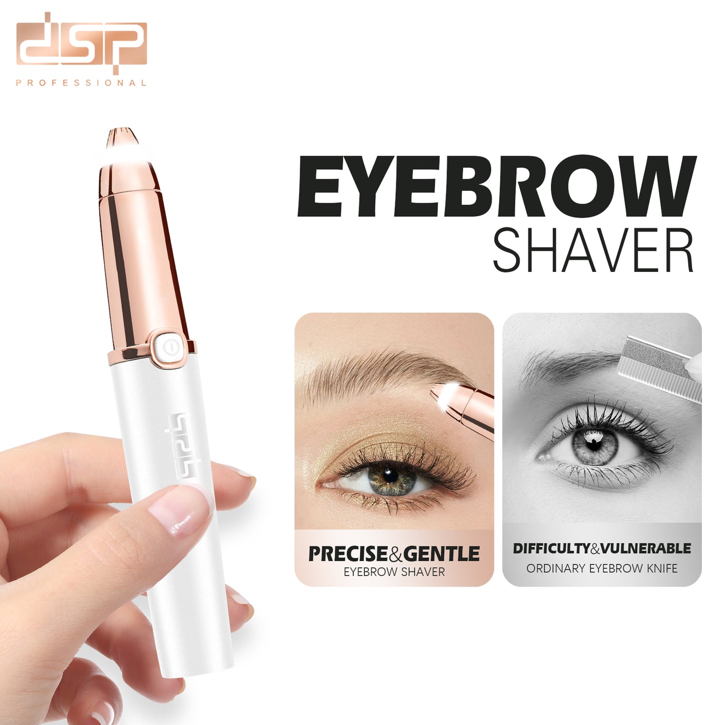 10500RPM Eyebrow Trimmer, USB Rechargeable with Cleaning Brush, 40Min Gentle Use for Precision Grooming & Sensitive Skin