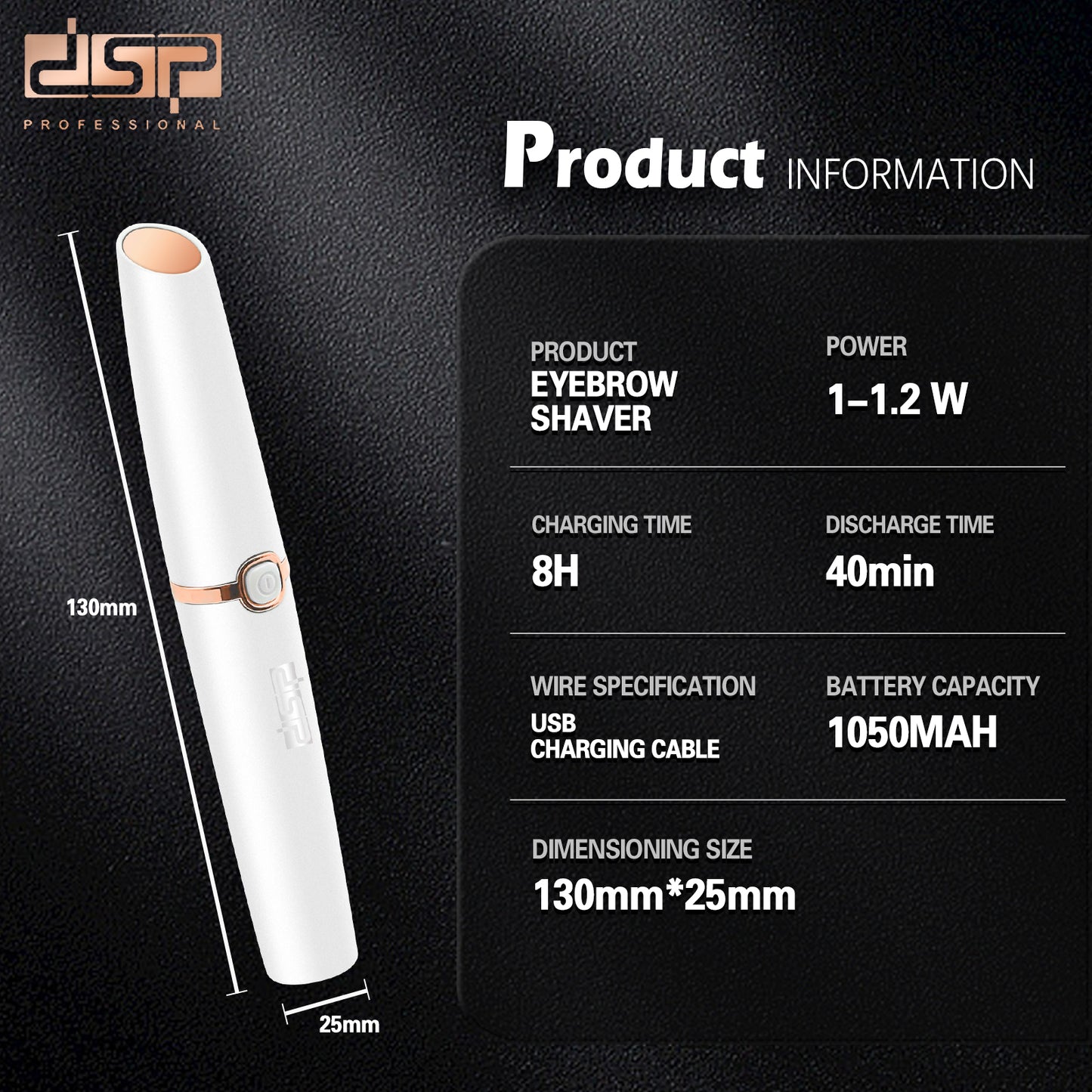 10500RPM Eyebrow Trimmer, USB Rechargeable with Cleaning Brush, 40Min Gentle Use for Precision Grooming & Sensitive Skin