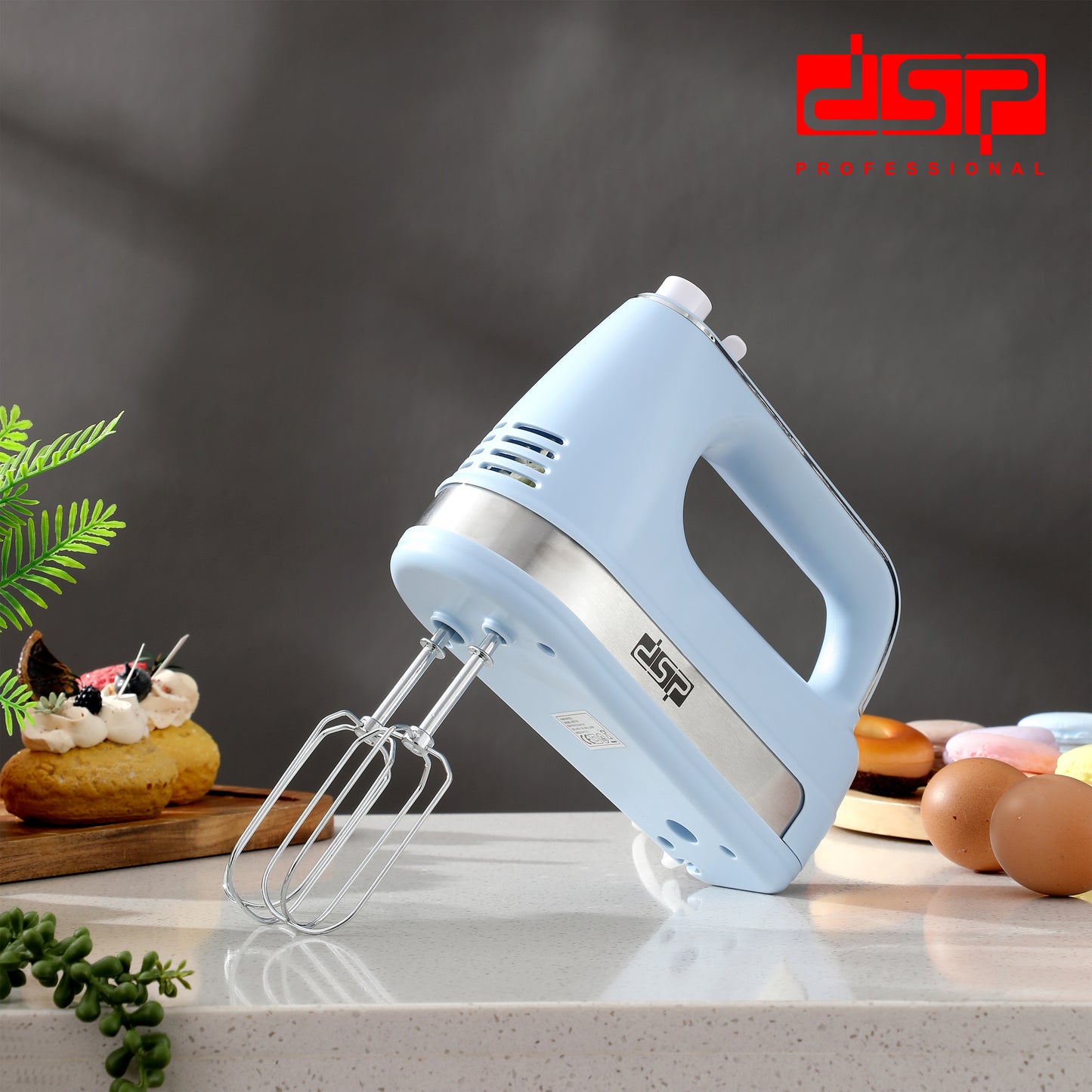 200W Turbo Hand Mixer, 5-Speed & One-Click Acceleration with 2 Chrome Beaters & Hooks for Pro Home Baking