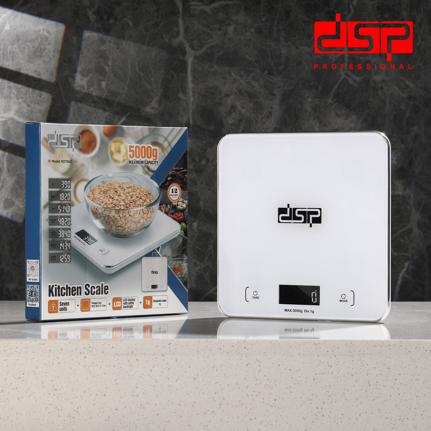 DSP Smart Choice 5kg/1g Precision Kitchen Scale Platform for Baking/Coffee Prep, Compact Hanging Design