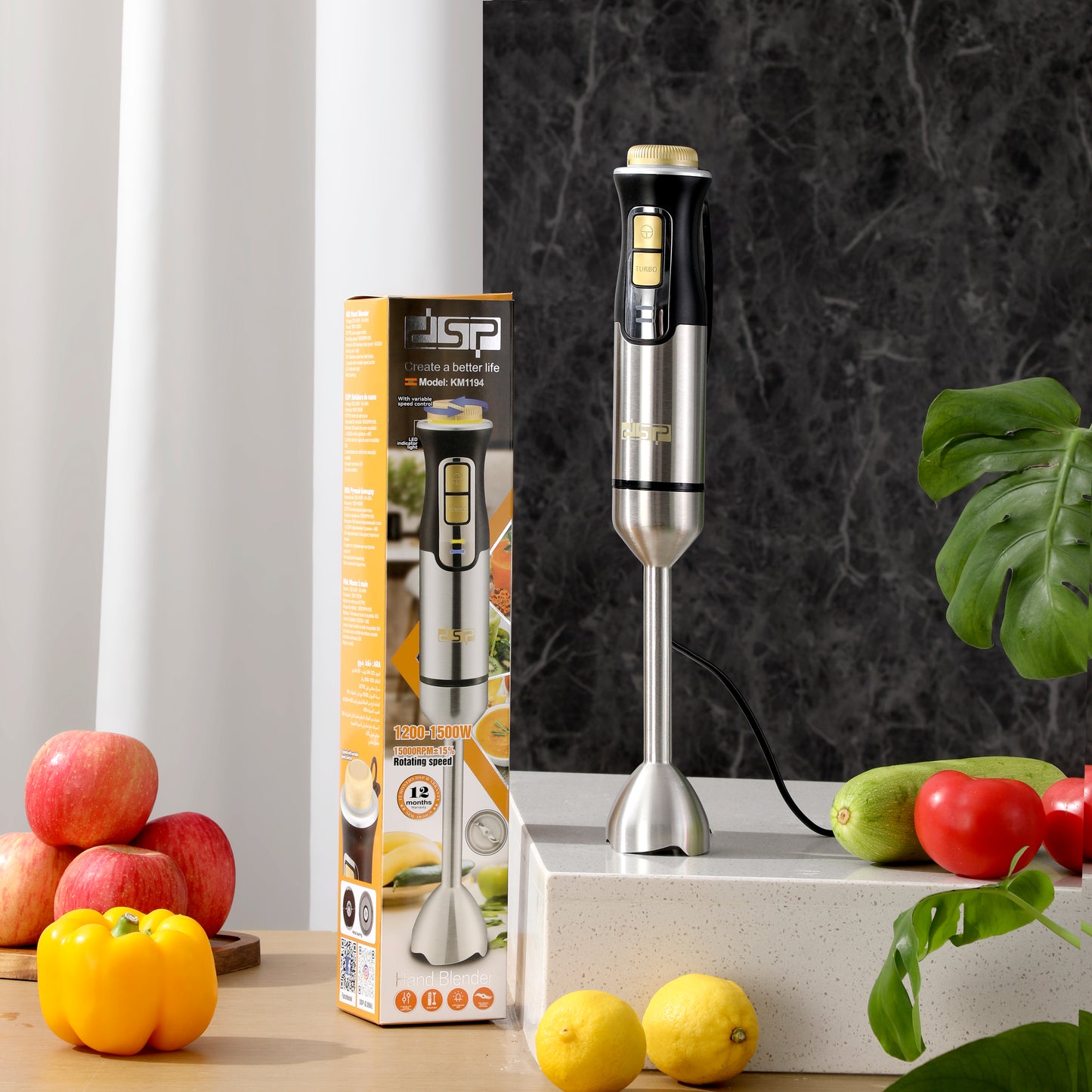 DSP 300W Immersion Blender, Handheld Cordless Electric Stick Mixer with 2 Speeds & Stainless Steel Blades for Smoothies, Shakes, Puree, Baby Food – Small, Lightweight & Perfect for Home Kitchens