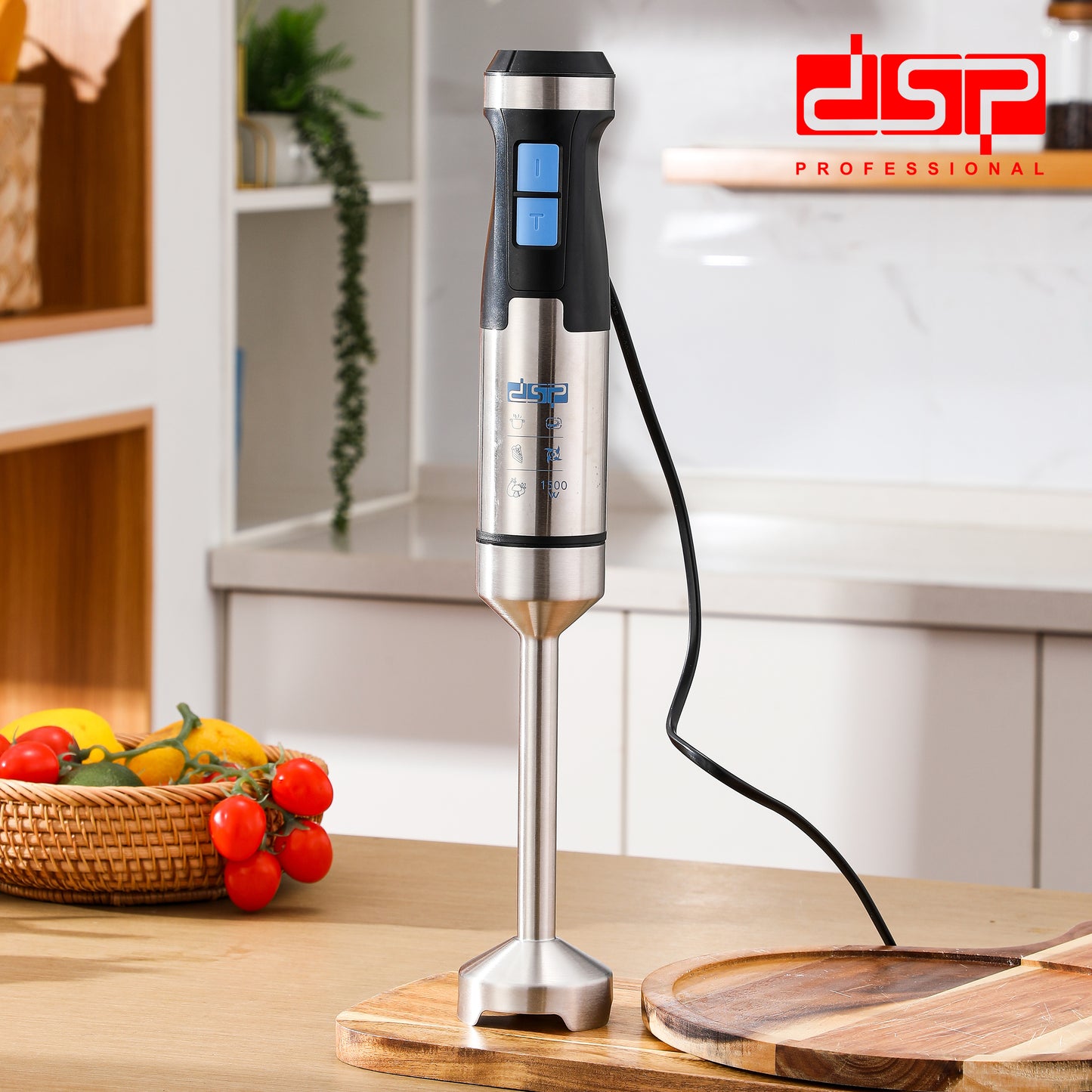 DSP 3 in 1 Immersion Blender Handheld, 1500W Pure Copper Motor, Variable Speed Control, Detachable Stainless Steel Blades, Includes Egg-Beater, 700ml Measuring Cup & 1.0L Meat Grinder – Perfect for Soup, Smoothies, Baby Food (220-240V)