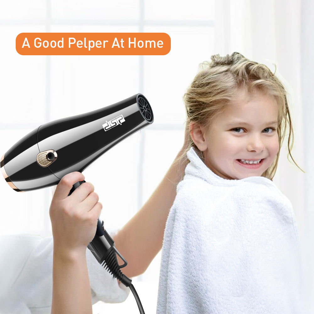 DSP Hot Seller 1600W Hair Dryer AC5413 Copper Motor 2 Speed Temp Cold Air 17000RPM 360° Cord Hook for Gentle Styling Home & Salon