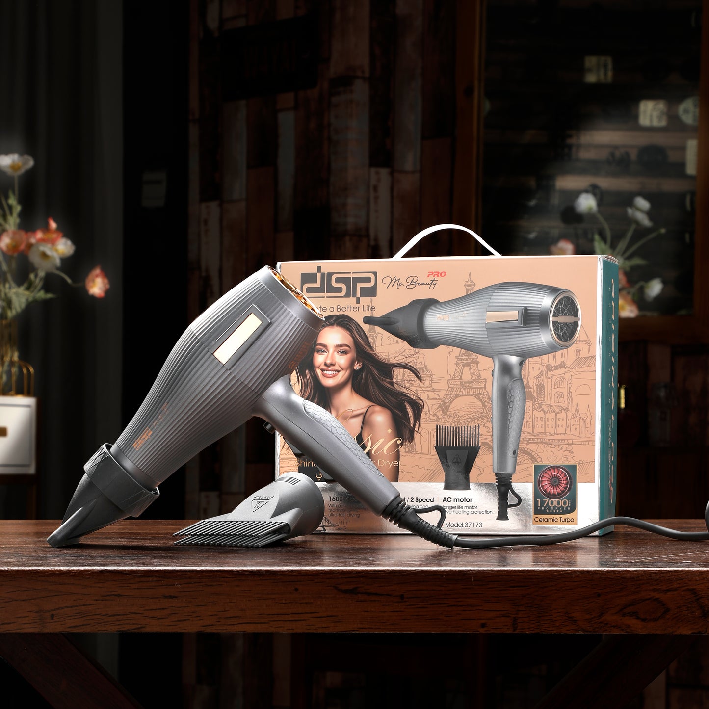 1600W Professional Hair Dryer with Pure Copper Motor, 2 Speeds & 3 Temp Settings, Cold Air & Overheat Protection, Damage-Free Fast Drying for Salon/Home Use