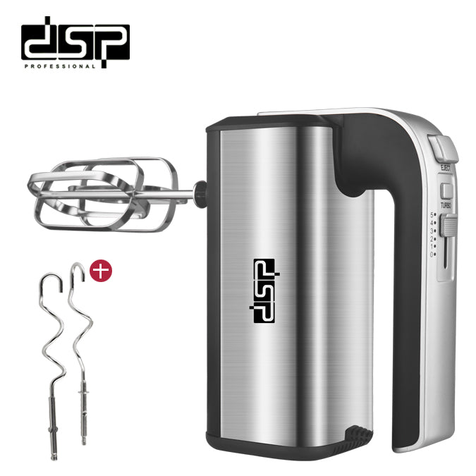 DSP 250W Electric Hand Mixer, 5-Speed Handheld Mixer with Stainless Steel Beaters & Dough Hooks, Powerful 5525 Copper Motor, Ideal for Baking, Whipping, Mixing – Perfect for Home Use