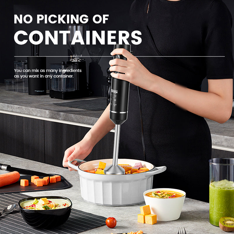 Kitchen Must-Have, Digital Display 9-Speed 1000W Professional Hand Blender with Detachable Stainless Steel Blades, Pure Copper Motor, Effortless Mixing for Soups/Sauces/Baking