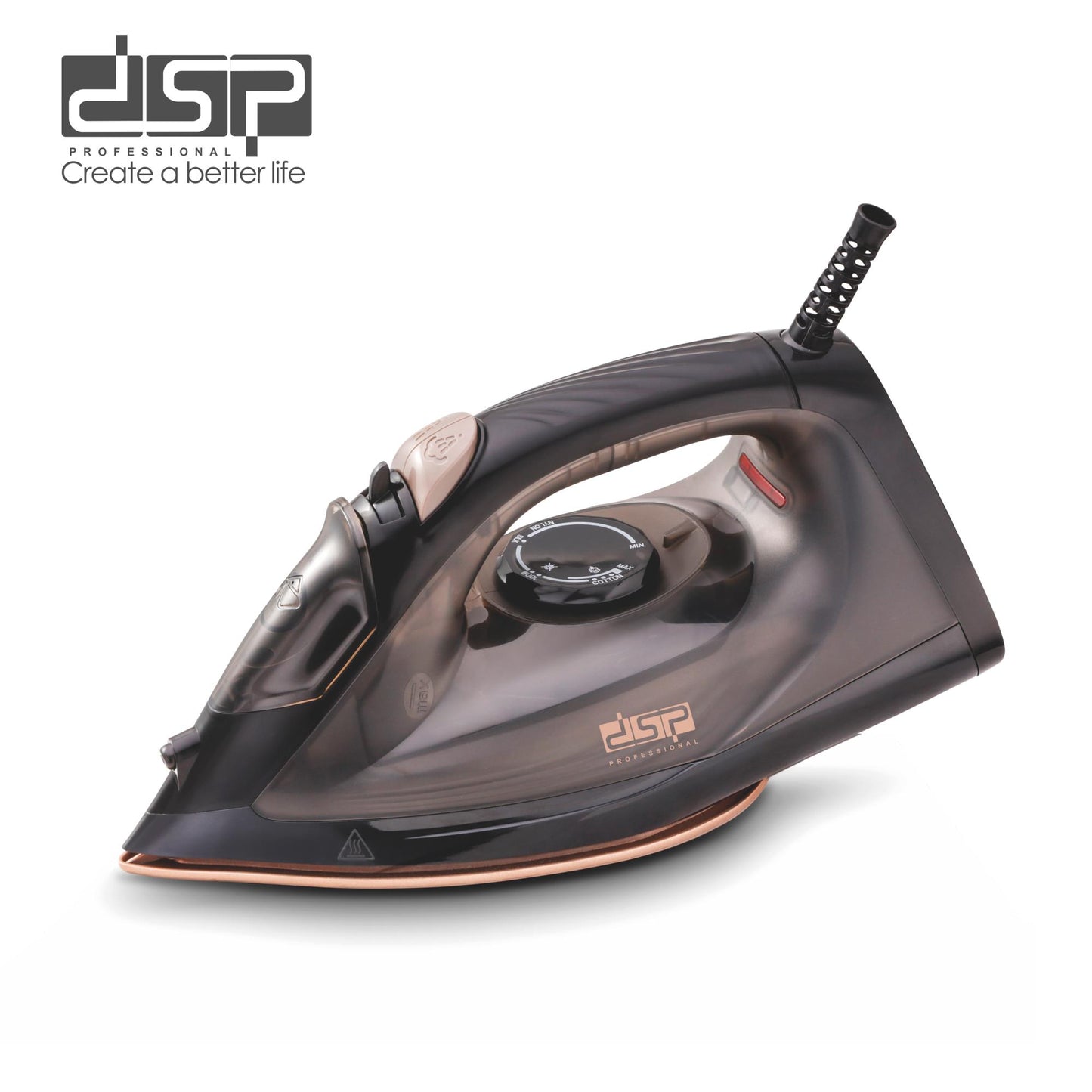 DSP 2200W Steam Iron for Clothes, Ceramic Soleplate, Adjustable Temperature & Steam, 340ml Water Tank, 17g/min Steam Rate, Self-Cleaning, Retractable Cord – Ideal for Home Use