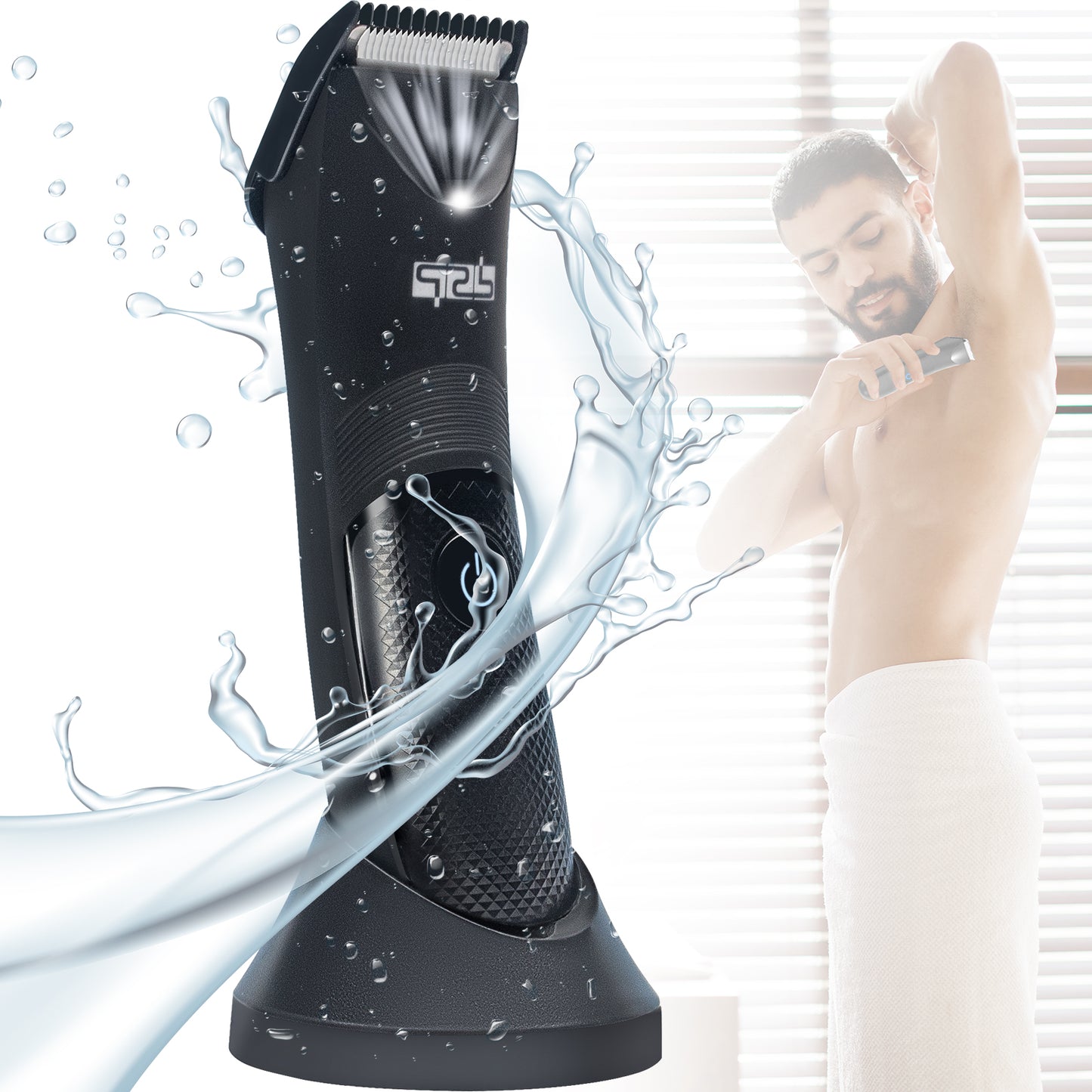 Professional Body Trimmer with Ceramic Blades, 5200RPM Motor & IPX7 Waterproof, USB Rechargeable 90Min Use for Smooth Sensitive Skin Grooming