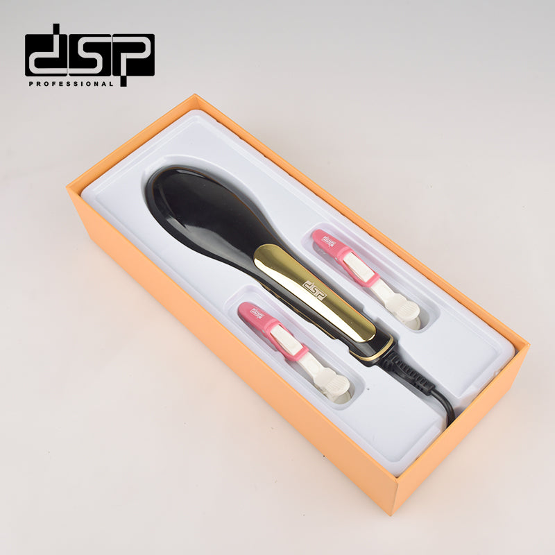 DSP Hot Seller Pro Heat Protectant Hair Brush, 5min Quick Heat 180-230°C Adjustable for Keratin Safe Home Travel Styling