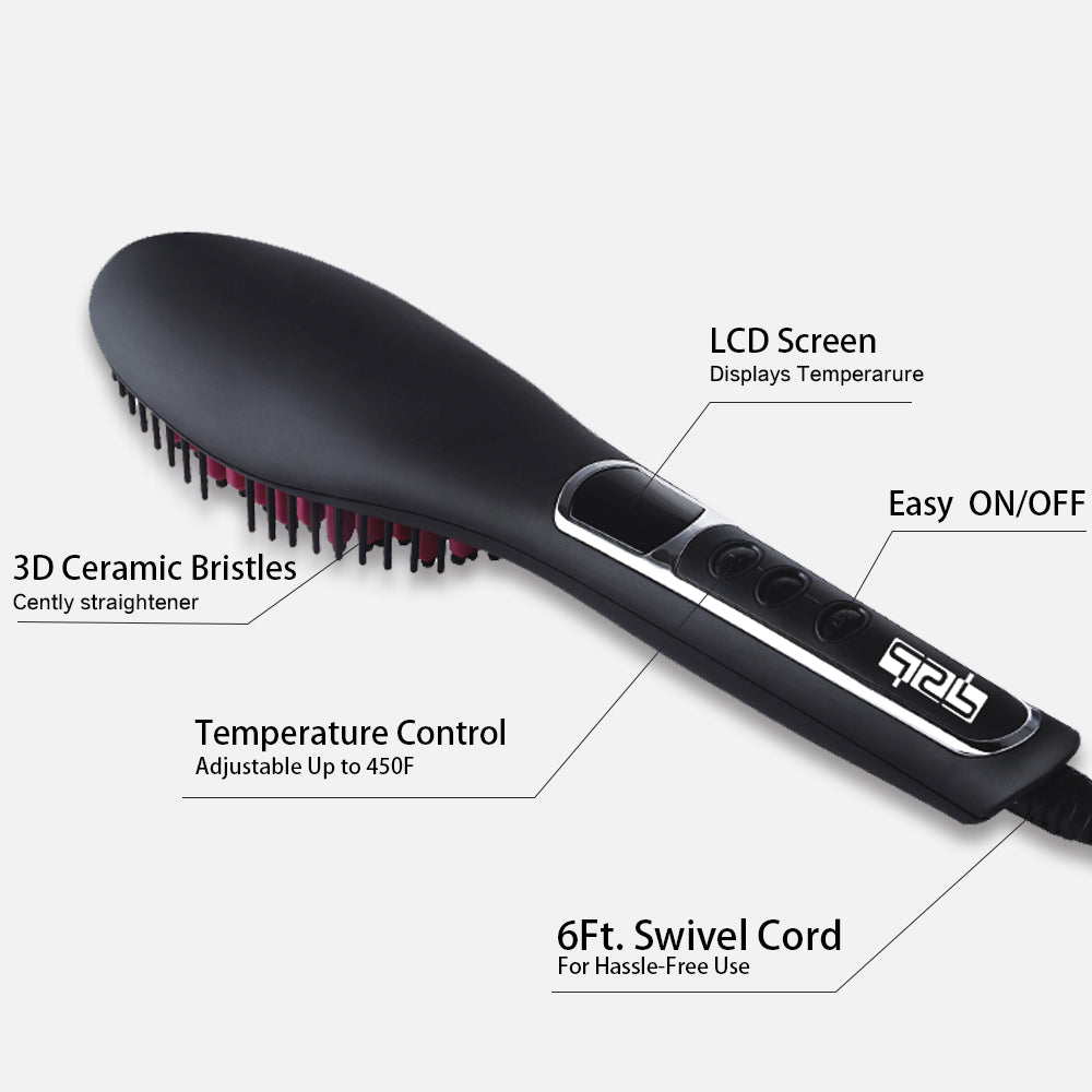 SalonPro 55W Hair Brush with Dual Heat Control & 450°F Smart Display, Free Curls/Straightening
