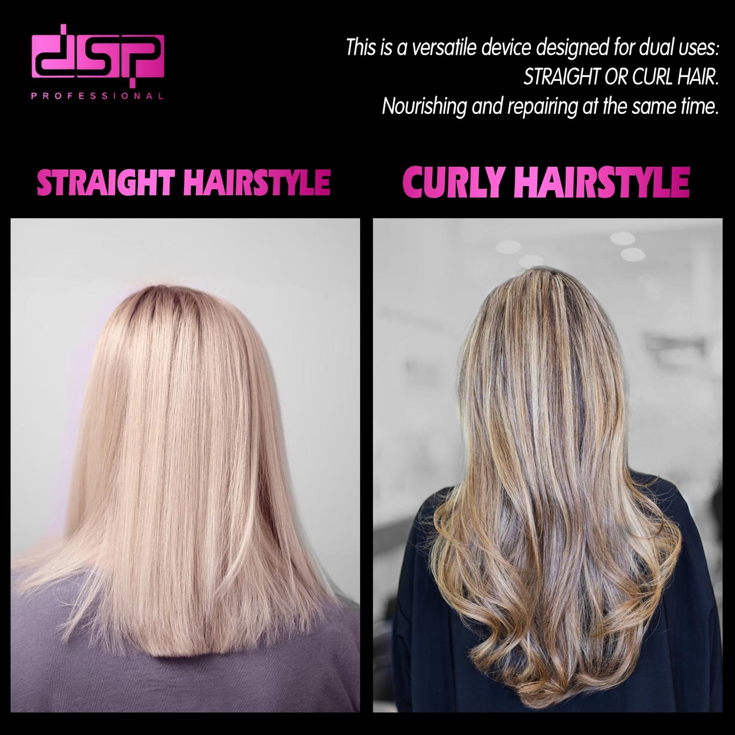 DSP Hot Seller Titanium Hair Straightener 38W Fast Heat 5-Temp Adjustable 360° Swivel Cord for Damage-Free Styling Home & Salon