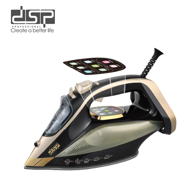 DSP 2400W Steam Iron for Clothes, Ceramic Soleplate, 360ml Tank, 32-42g/min Steam, Spray/Burst/Continuous Steam, Self-Clean, Auto Shut-Off, Retractable Cord, 6 Preset Modes for All Fabrics