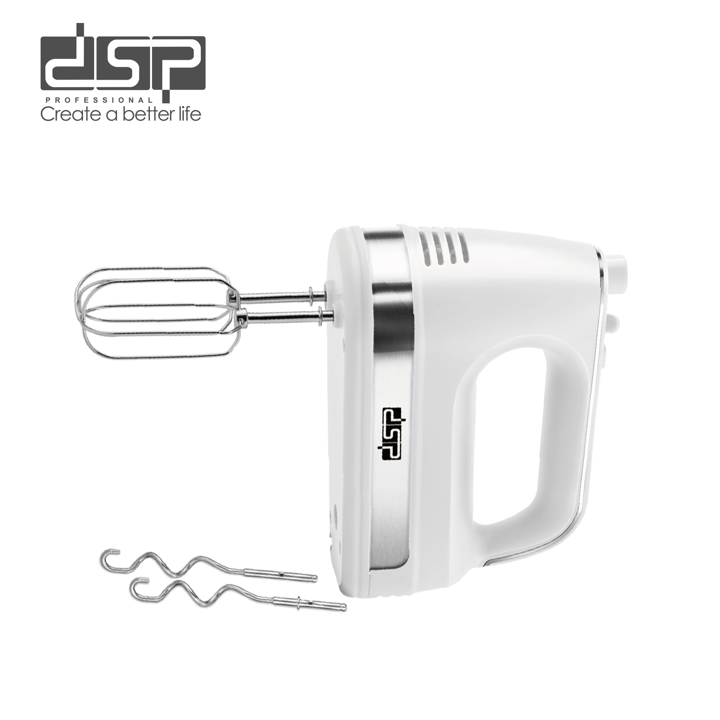 200W Turbo Hand Mixer, 5-Speed & One-Click Acceleration with 2 Chrome Beaters & Hooks for Pro Home Baking