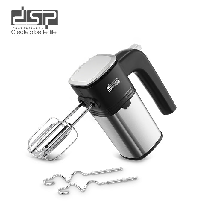 [DSP] 200W Electric Hand Mixer, 5-Speed Adjustable + Turbo Function, Stainless Steel Handheld Mixer with Eject Button, Includes Dual Beaters & Dough Hooks (220-240V, for Home Baking)