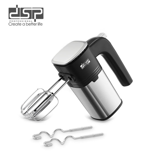 [DSP] 200W Electric Hand Mixer, 5-Speed Adjustable + Turbo Function, Stainless Steel Handheld Mixer with Eject Button, Includes Dual Beaters & Dough Hooks (220-240V, for Home Baking)