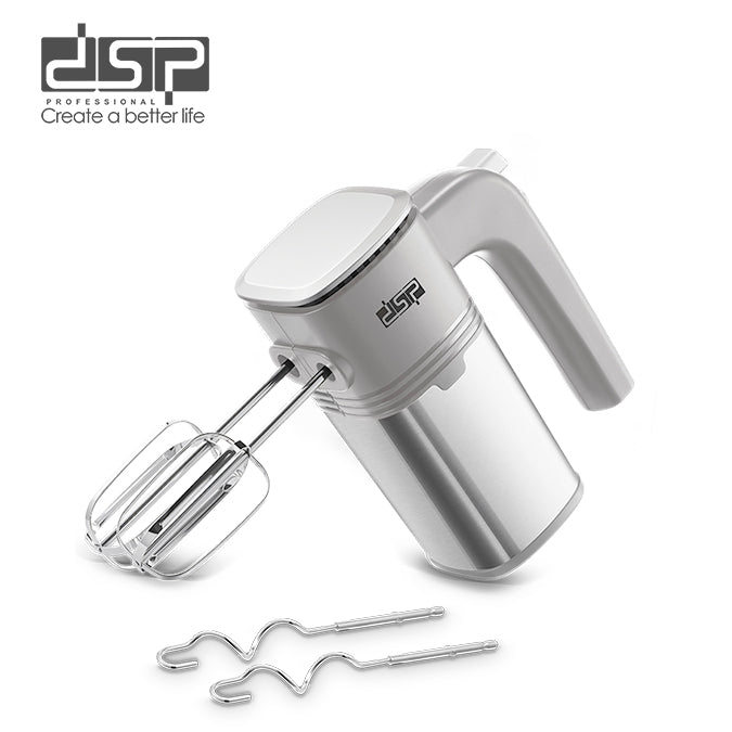 [DSP] 200W Electric Hand Mixer, 5-Speed Adjustable + Turbo Function, Stainless Steel Handheld Mixer with Eject Button, Includes Dual Beaters & Dough Hooks (220-240V, for Home Baking)