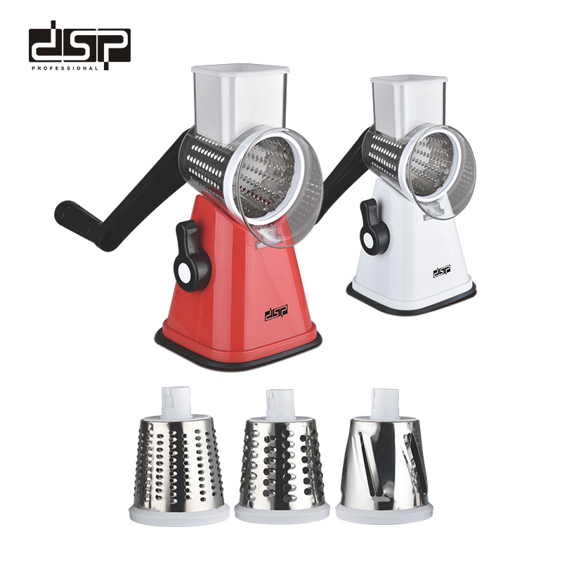 3-in-1 Manual Food Processor, Hand-Operated Veggie Cutter with Stainless Steel Blades for Kitchen & Camping