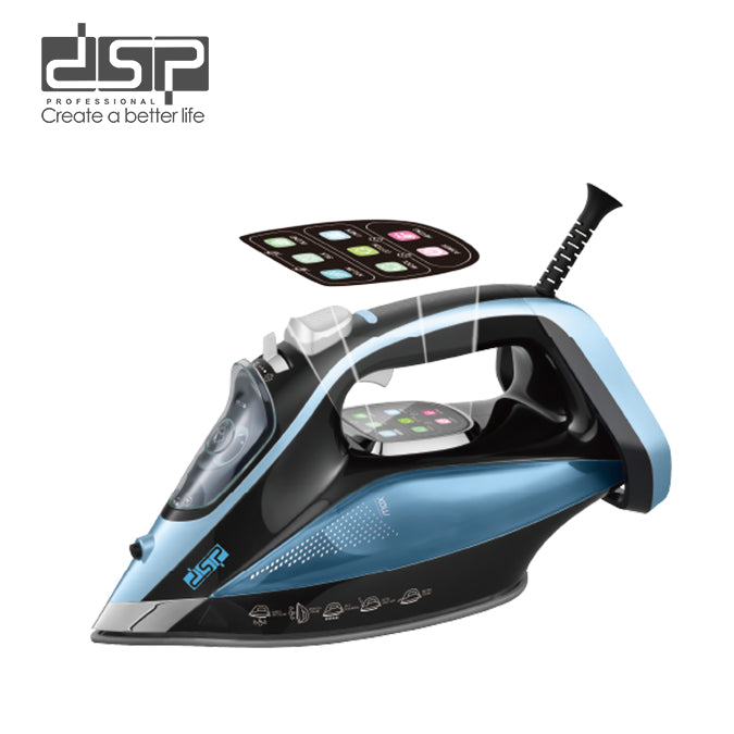 DSP 2400W Steam Iron for Clothes, Ceramic Soleplate, 360ml Tank, 32-42g/min Steam, Spray/Burst/Continuous Steam, Self-Clean, Auto Shut-Off, Retractable Cord, 6 Preset Modes for All Fabrics