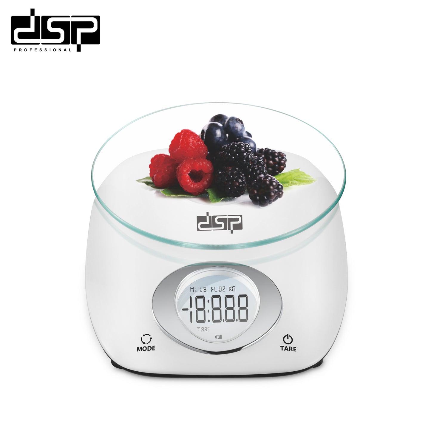Digital Kitchen Scale 5000g/11lb, 1g Precision, Large LCD, Glass Tray & Stainless Hook, Multi-Unit Measurement for Baking Cooking Food