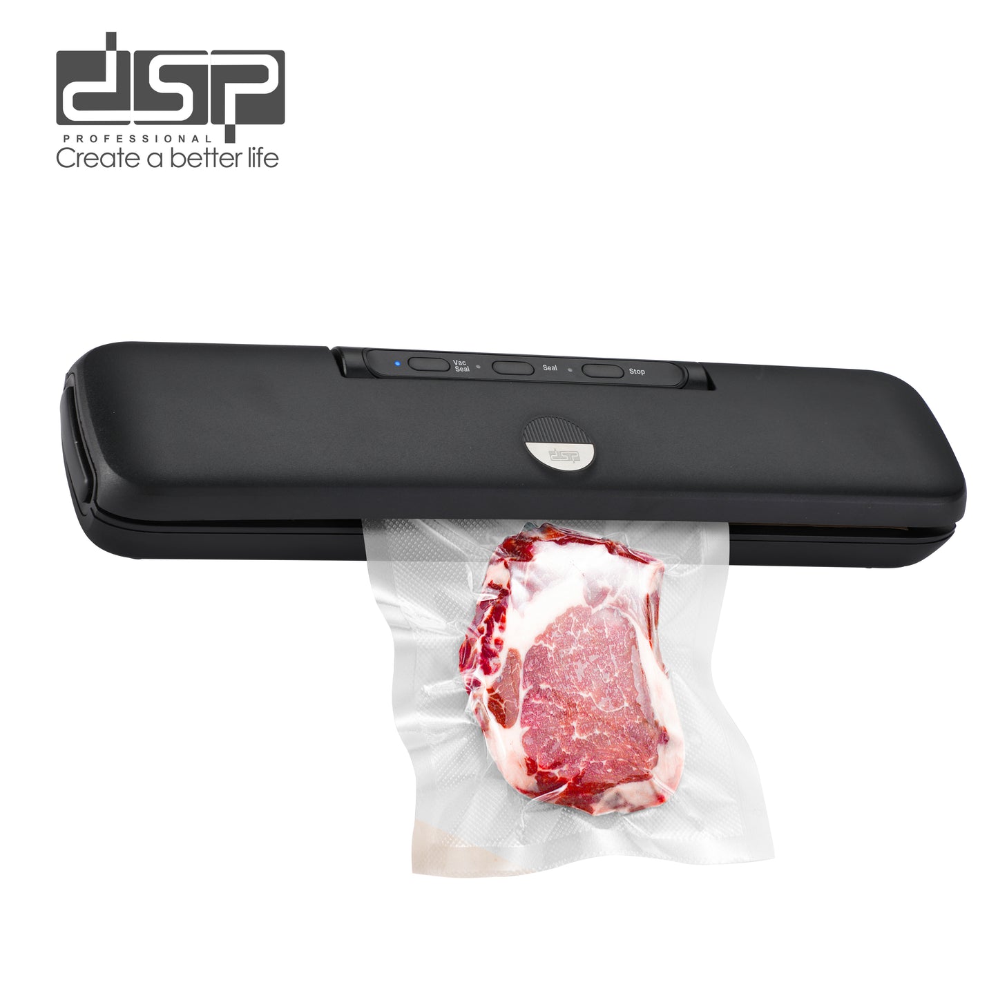 DSP Hot Seller 110W ABS+Stainless Steel Vacuum Sealer, 60Kpa Suction, 30cm Seal, 3 Modes, Includes 10 Bags for Food Preservation & Storage