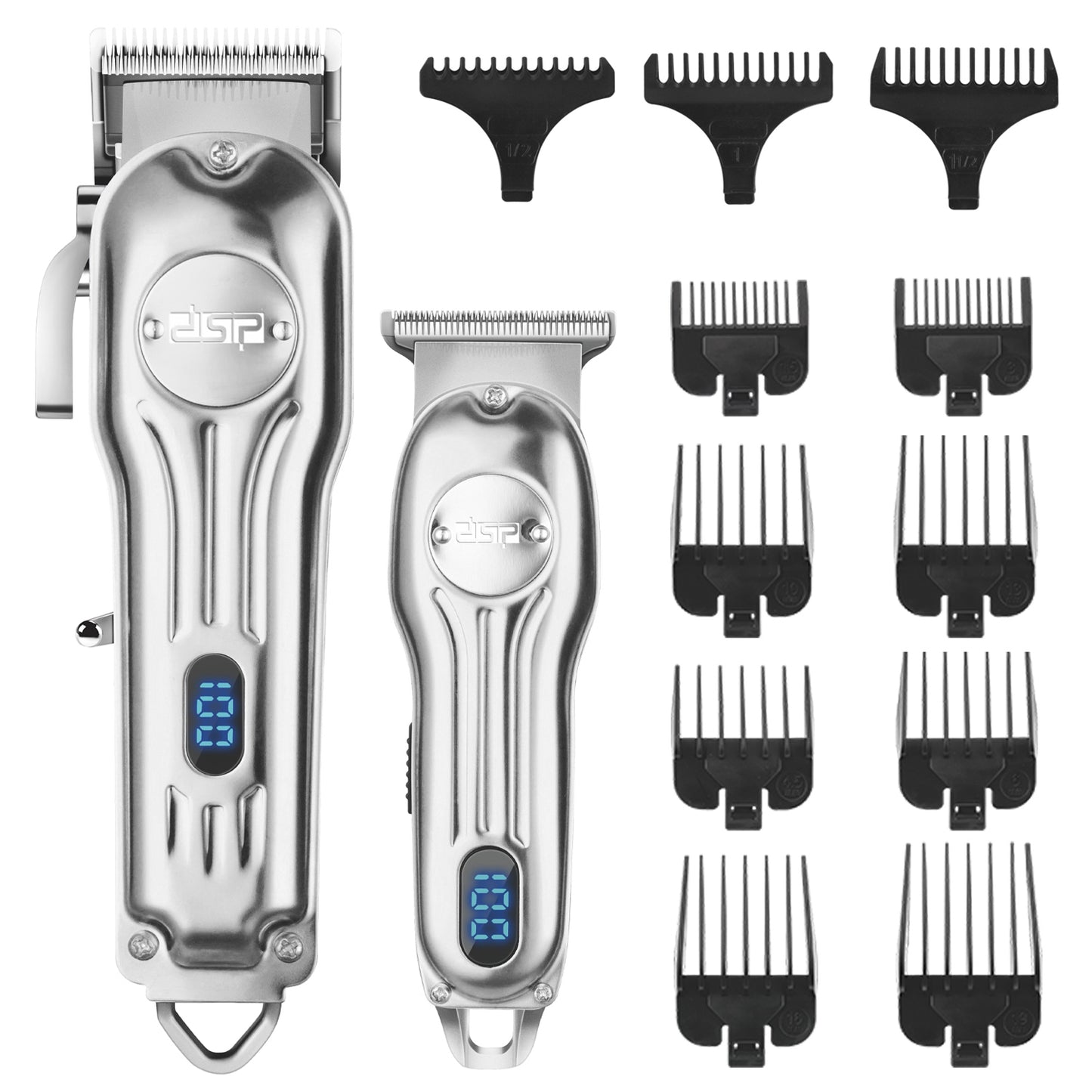 6500RPM Metal Hair Clipper, 200Min Long-Lasting 18650 Battery 8 Combs Kit, Professional Cordless Clippers for Home Gentle Hair Care