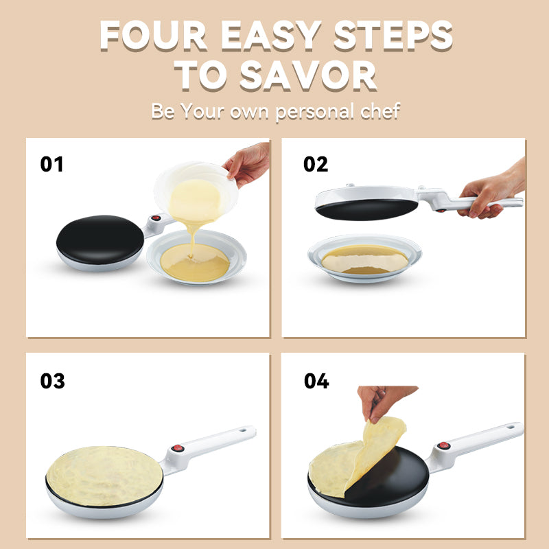 Professional Crepe Maker 650W, 20cm Non-Stick Plate with Hanging Handle & Indicator Lights for French Desserts Breakfast Cooking