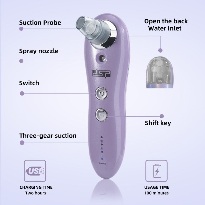 Professional 60MPa Blackhead Remover, 3-Speed Adjustable Rechargeable Facial Pore Cleaner with Water Refill  Skincare