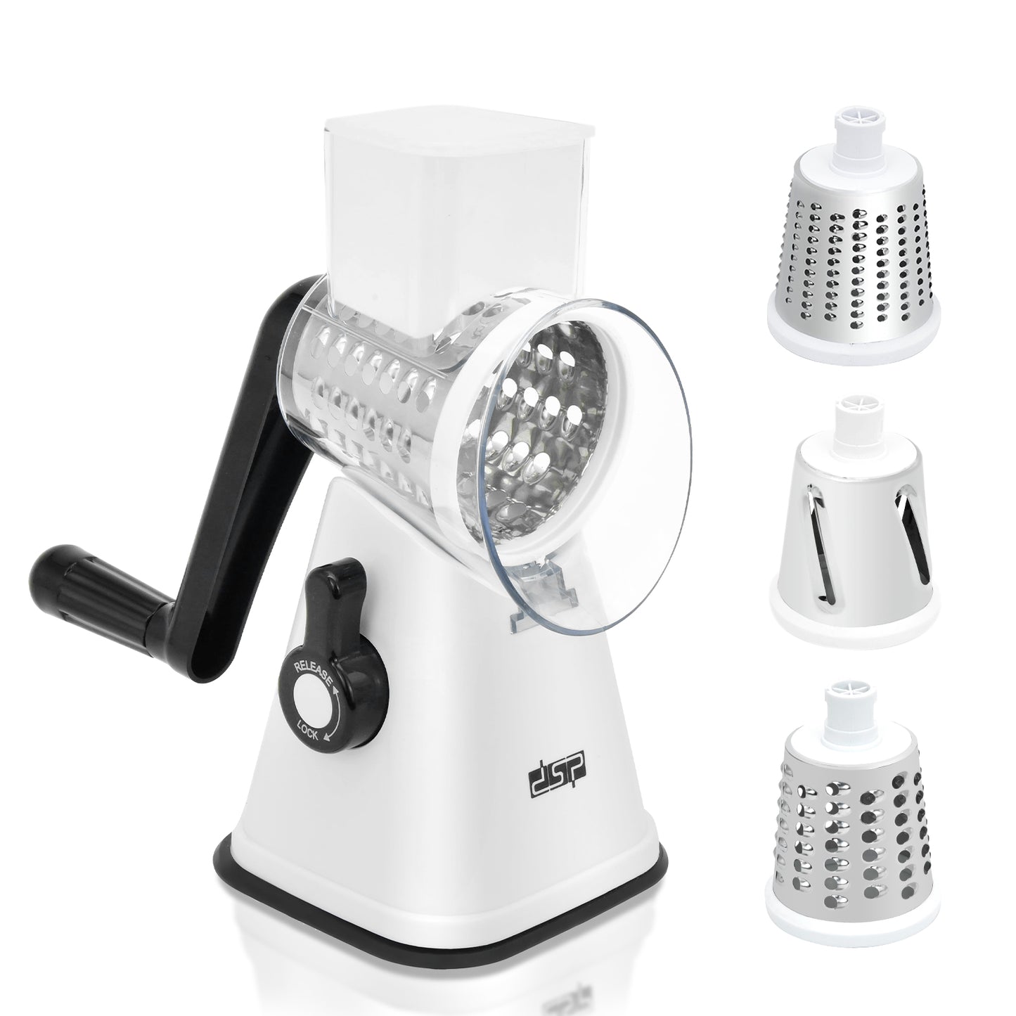 3-in-1 Manual Food Processor, Hand-Operated Veggie Cutter with Stainless Steel Blades for Kitchen & Camping