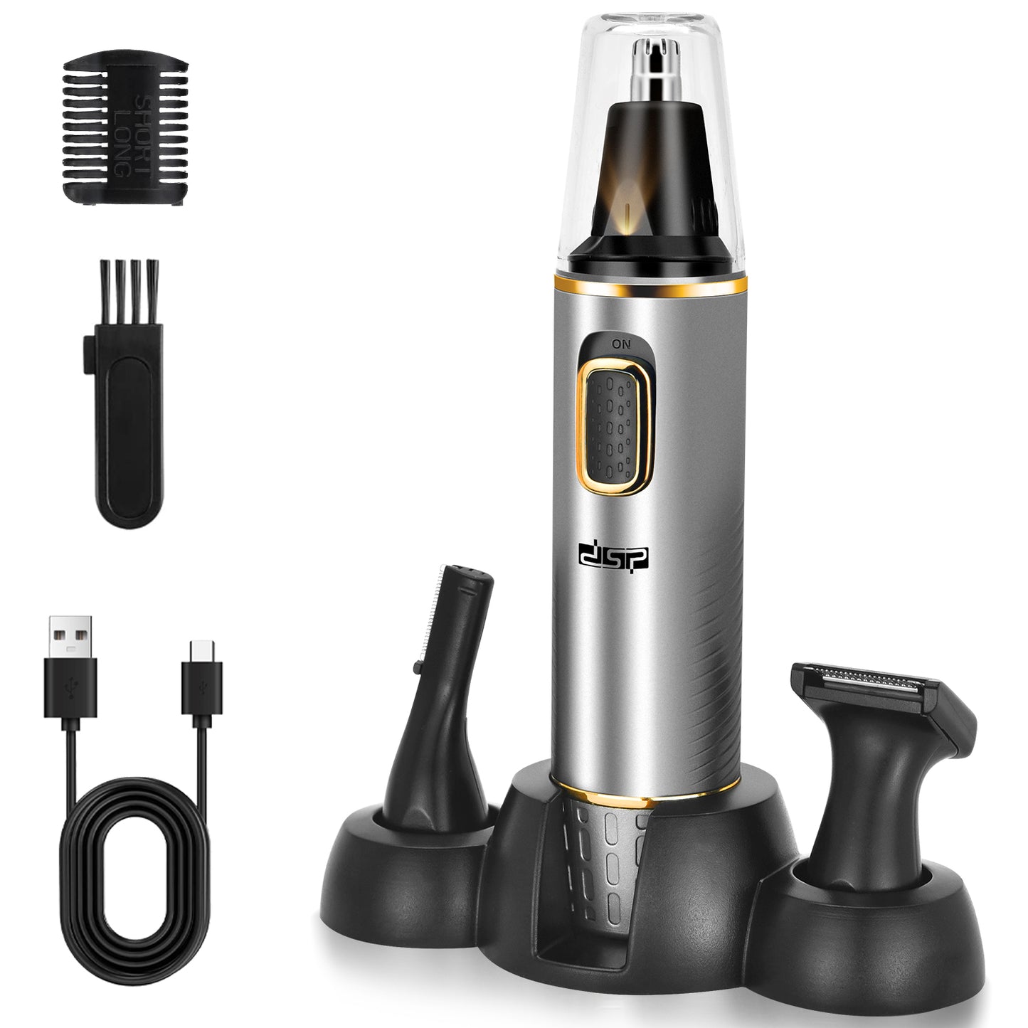 All-in-One Trimmer for Nose Eyebrow Sideburns, 8500RPM Motor 120mins Use, IPX5 Waterproof USB Rechargeable with Accessories Men's Grooming Kit