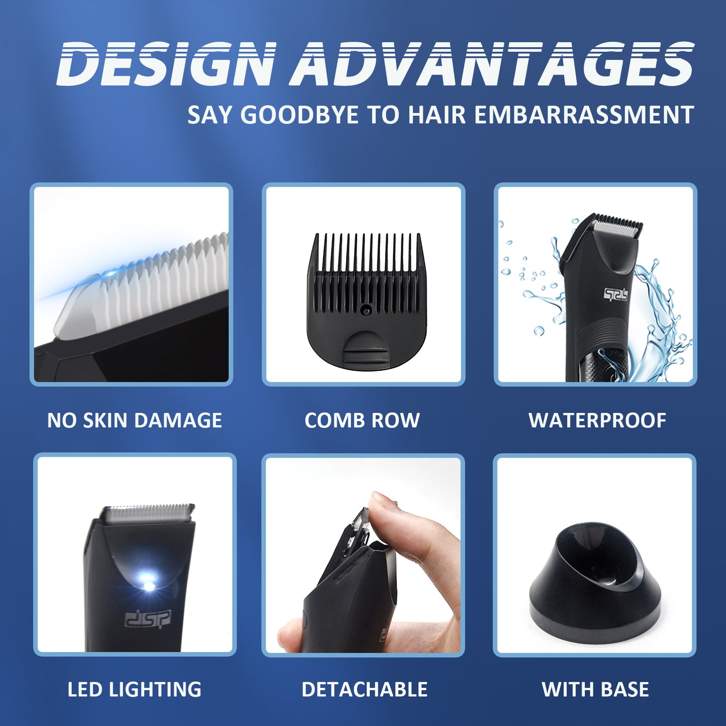 Professional Body Trimmer with Ceramic Blades, 5200RPM Motor & IPX7 Waterproof, USB Rechargeable 90Min Use for Smooth Sensitive Skin Grooming