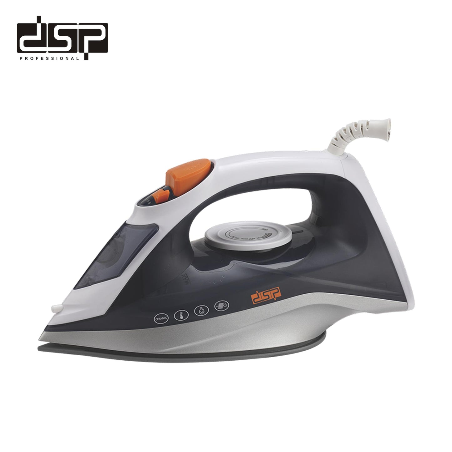 DSP Steam Iron for Clothes with Retractable Cord, 2200W Powerful Steam, Ceramic Soleplate, Dry/Spray/Vertical Steam, Self-Cleaning, 275ml Tank - Ideal for Home Use