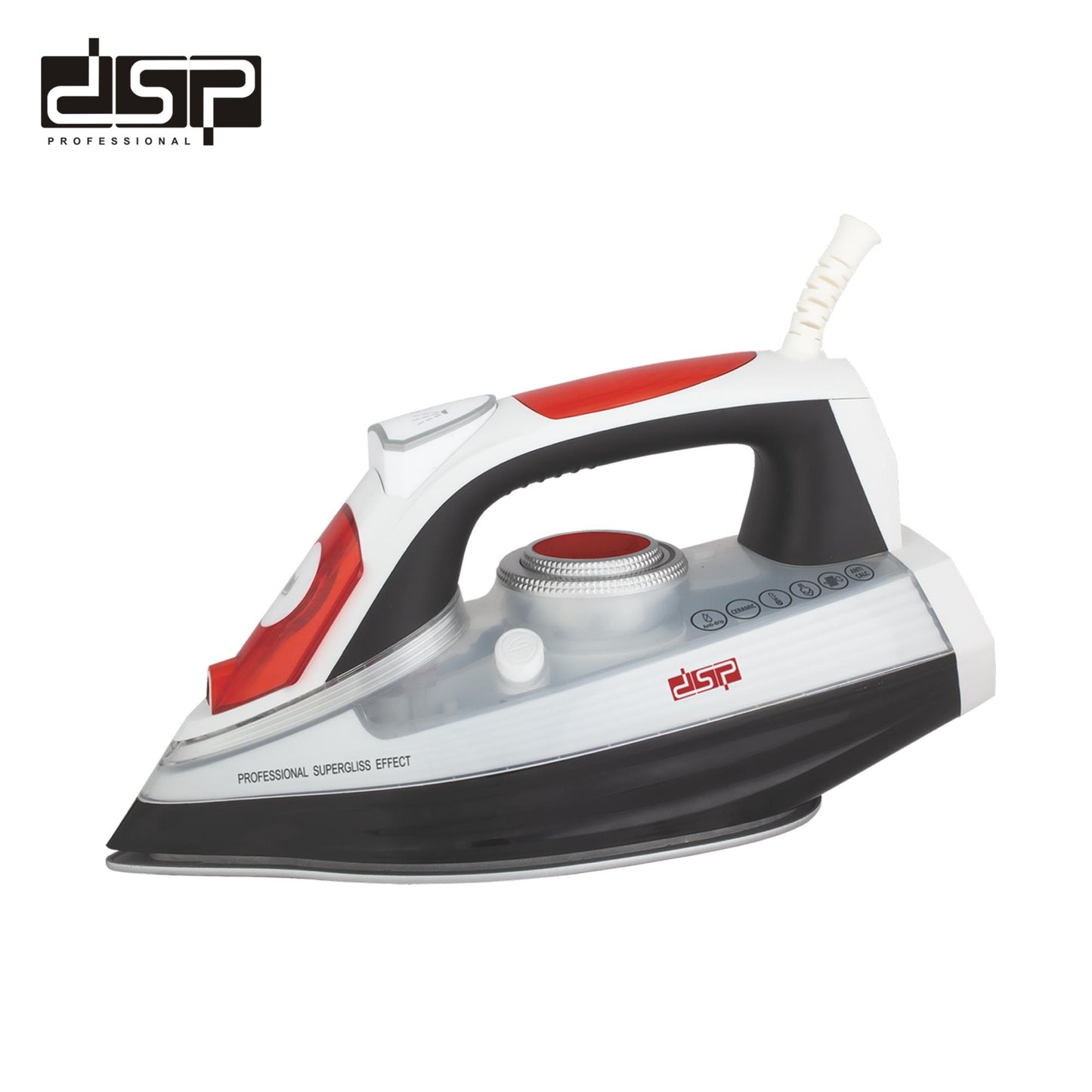 DSP 2200W Steam Iron for Clothes, Ceramic Coating Plate, Adjustable Steam & Temperature, 300ml Tank, Self-Cleaning, Vertical Steam, Powerful Burst for All Fabrics