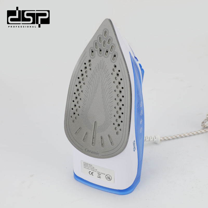 DSP Steam Iron for Clothes, 2200W Ceramic Soleplate, Adjustable Temperature, Continuous & Vertical Steam, Self-Cleaning, Retractable Cord, Ideal for Home Use