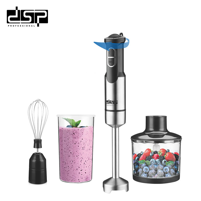 DSP 5 in 1 Immersion Blender Handheld, 800W Stick Blender with Stainless Steel Blades, Turbo Function, 2 Speeds, Includes Whisk, Frother, Grinder Cup & Measuring Cup for Soup, Smoothies, Baby Food
