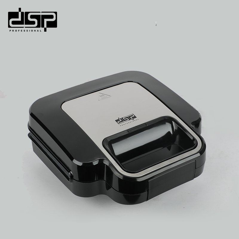 DSP Electric Sandwich Maker with Non-Stick Plates, Adjustable Temperature Control, Cool Touch Handle – Perfect for Grilled Cheese, Tuna Melts & Breakfast Sandwiches – 800W, 22x12.5cm Plates, Stainless Steel Panel (220-240V, Black)