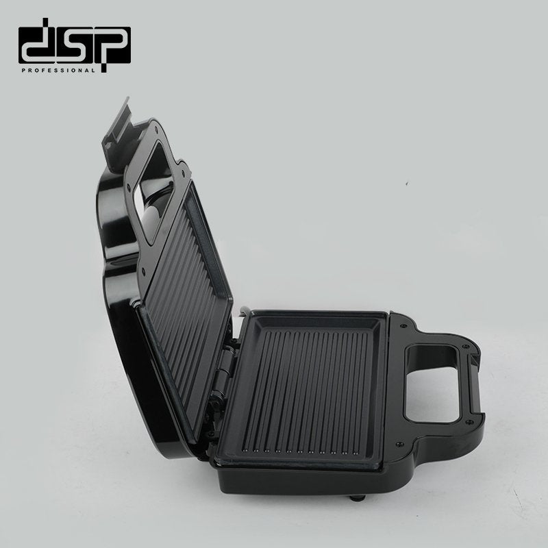 DSP Electric Sandwich Maker with Non-Stick Plates, Adjustable Temperature Control, Cool Touch Handle – Perfect for Grilled Cheese, Tuna Melts & Breakfast Sandwiches – 800W, 22x12.5cm Plates, Stainless Steel Panel (220-240V, Black)