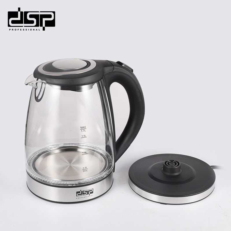 DSP Electric Kettle 1.7L, 2200W Fast Boiling Hot Water Kettle with Auto Shut-Off, Stainless Steel Heating Element, BPA-Free & Cordless Design for Home & Kitchen