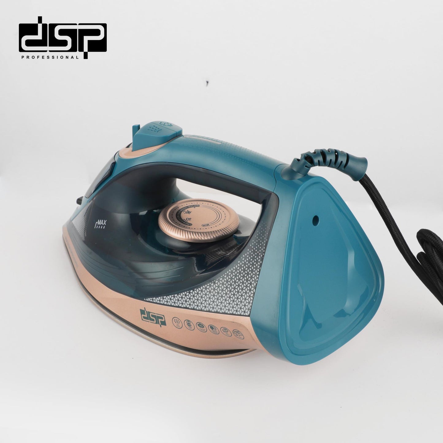 DSP Steam Iron for Clothes - 2200W Ceramic Soleplate with Retractable Cord, Adjustable Steam (15-25g/min), 330ml Tank, Overheat Protection - Ideal for Home Use