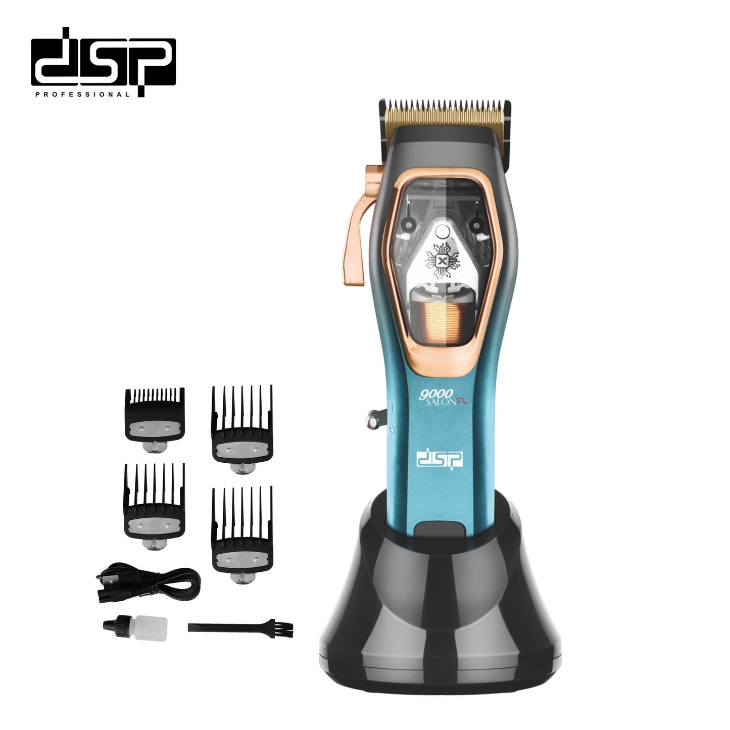 Magnetic Levitation Professional Hair Clipper with 9000RPM Motor, Gold-Titanium Blades & Digital Display, Low Noise/Skin-Friendly for Home/Salon Use