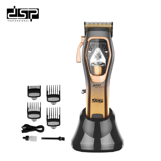 Magnetic Levitation Professional Hair Clipper with 9000RPM Motor, Gold-Titanium Blades & Digital Display, Low Noise/Skin-Friendly for Home/Salon Use