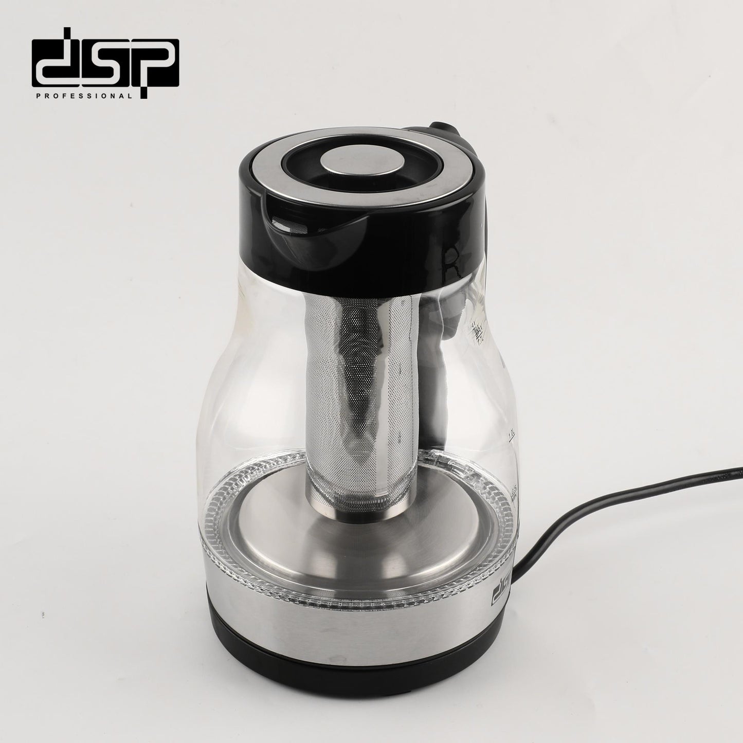 DSP Electric Kettle 1.7L - Fast Boiling Water Boiler & Tea Kettle with Auto Shut-Off, Borosilicate Glass, 2200W, LED Light, 360° Rotatable Base & Boil-Dry Protection