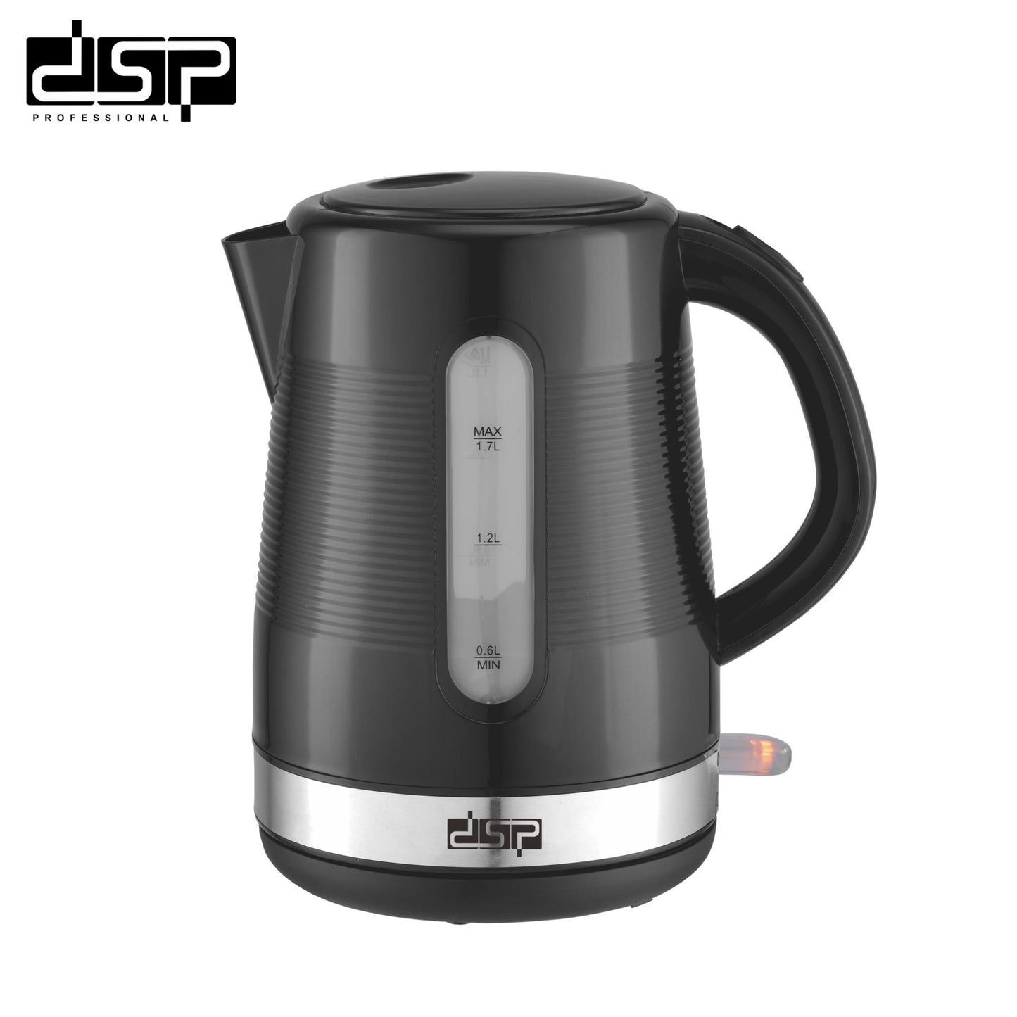 DSP Electric Kettle 1.7L, 2200W Fast Boiling, Auto Shut-Off & Boil-Dry Protection, Stainless Steel Heating, Cordless & 360° Rotatable, Visual Water Window for Home & Kitchen Appliances
