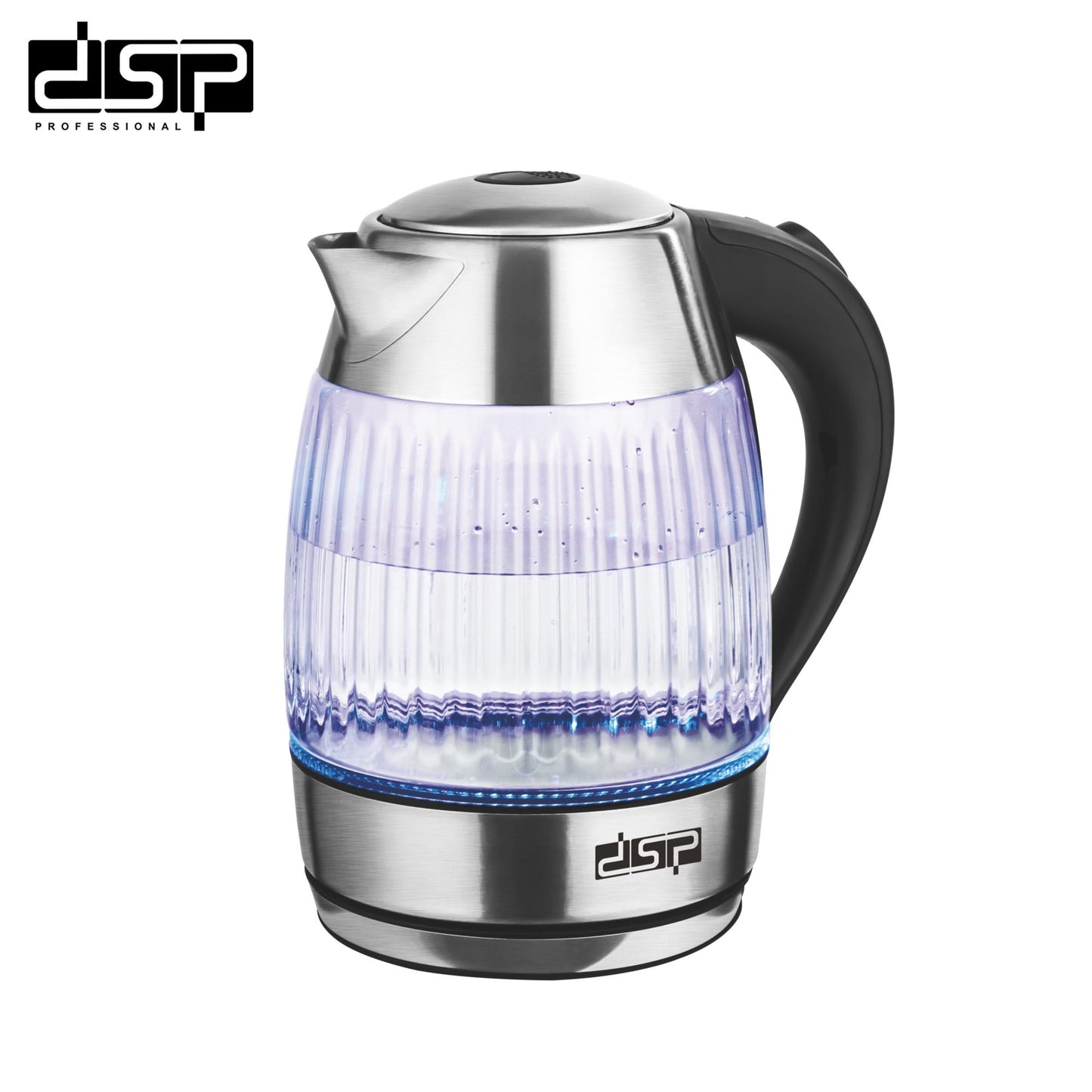 DSP Electric Kettle 1.8L, 2200W Fast Boiling Hot Water Kettle with Blue LED Light, Stainless Steel Heating Element & Auto Shut-Off, BPA-Free Glass Electric Tea Pot for Home & Kitchen Appliances