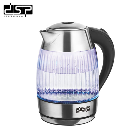 DSP Electric Kettle 1.8L, 2200W Fast Boiling Hot Water Kettle with Blue LED Light, Stainless Steel Heating Element & Auto Shut-Off, BPA-Free Glass Electric Tea Pot for Home & Kitchen Appliances