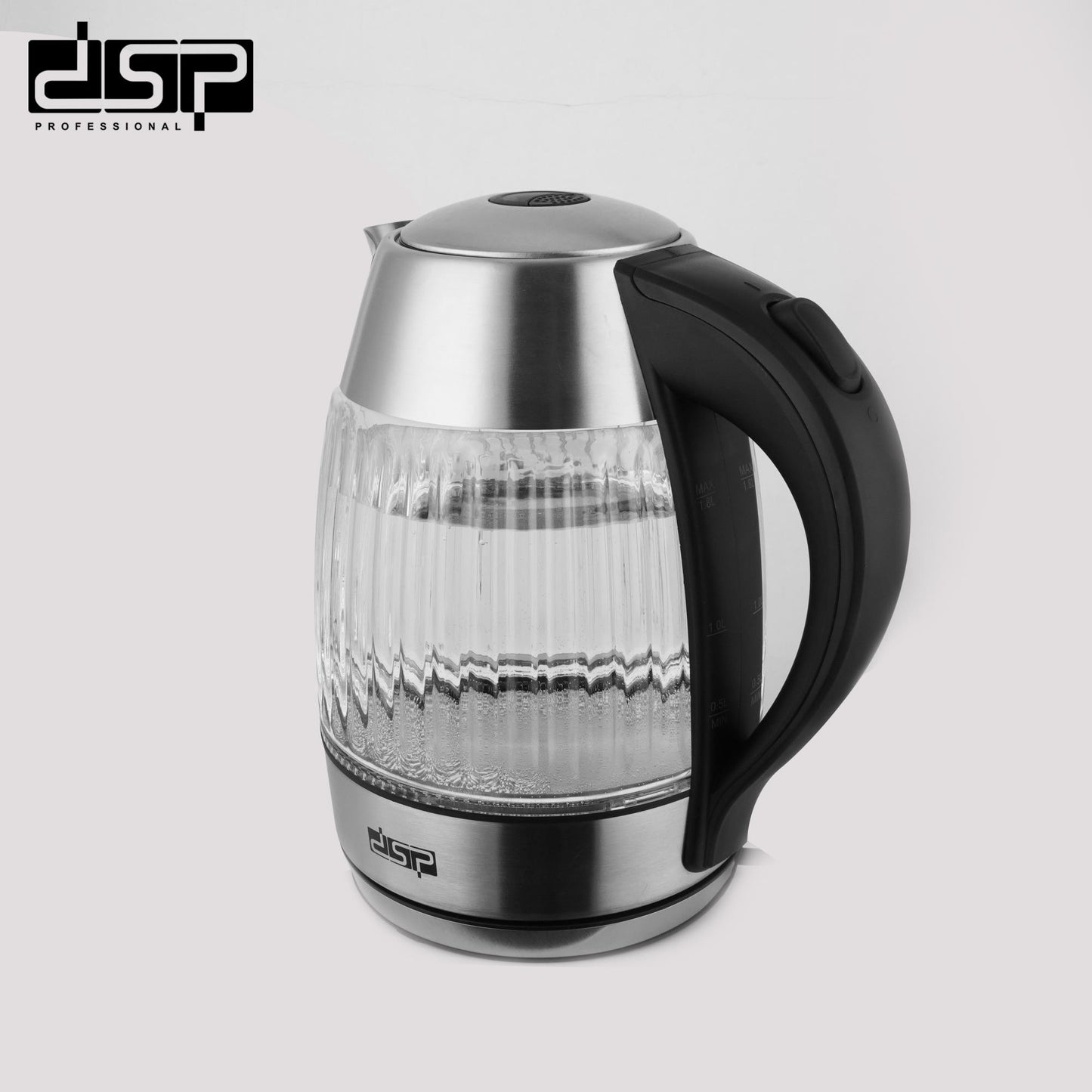 DSP Electric Kettle 1.8L, 2200W Fast Boiling Hot Water Kettle with Blue LED Light, Stainless Steel Heating Element & Auto Shut-Off, BPA-Free Glass Electric Tea Pot for Home & Kitchen Appliances