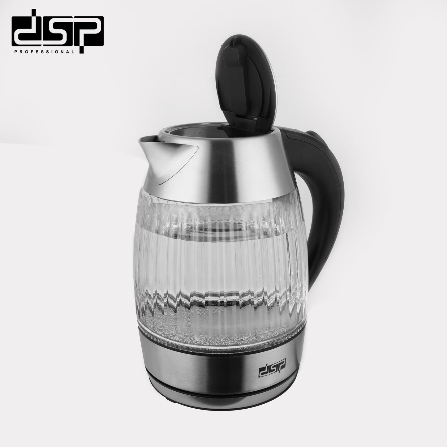 DSP Electric Kettle 1.8L, 2200W Fast Boiling Hot Water Kettle with Blue LED Light, Stainless Steel Heating Element & Auto Shut-Off, BPA-Free Glass Electric Tea Pot for Home & Kitchen Appliances